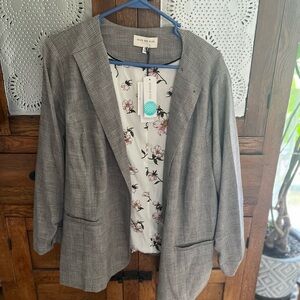 Skies Are Blue Gray Plaid Blazer